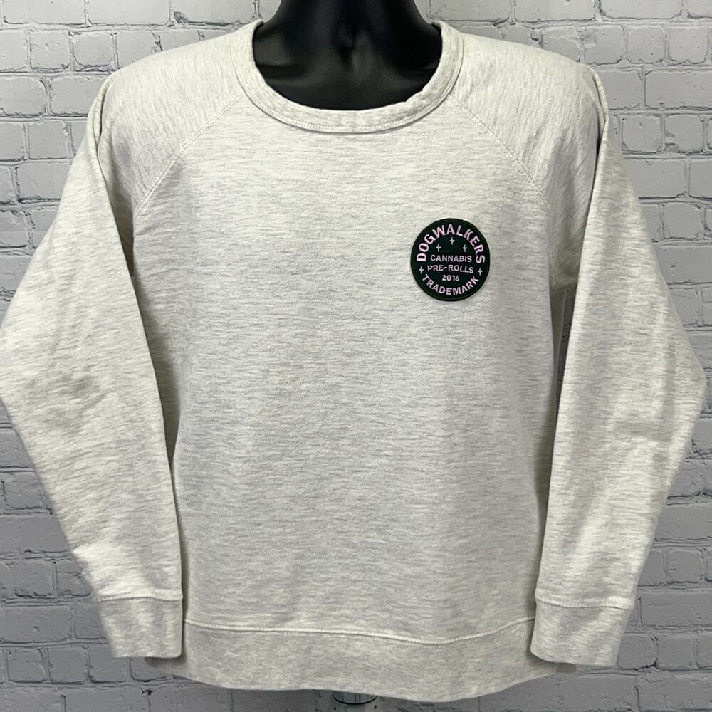Dogwalkers Cannabis Pre-Rolls Sweatshirt Womens L Large Gray Crewneck Patch